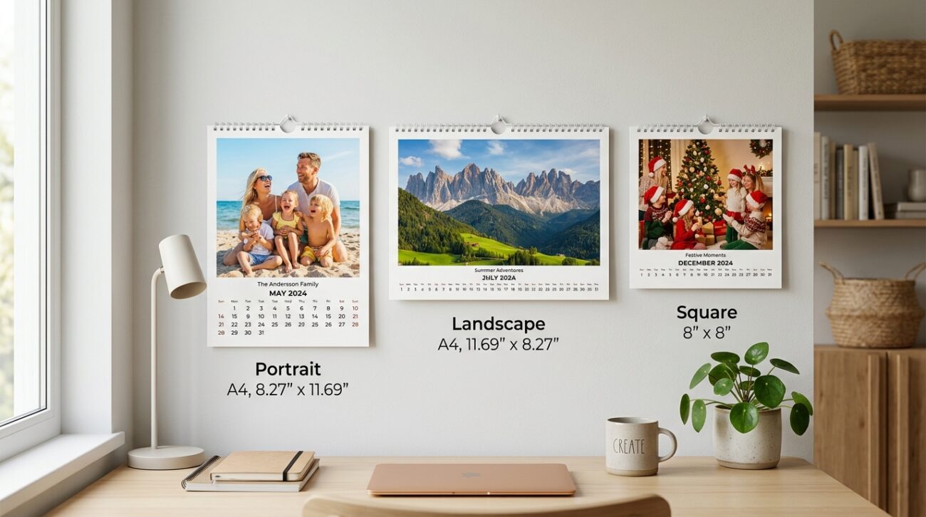 Calendrier mural personnalisé 2025-2026 avec photos de famille – impression SENBOOK Sénégal