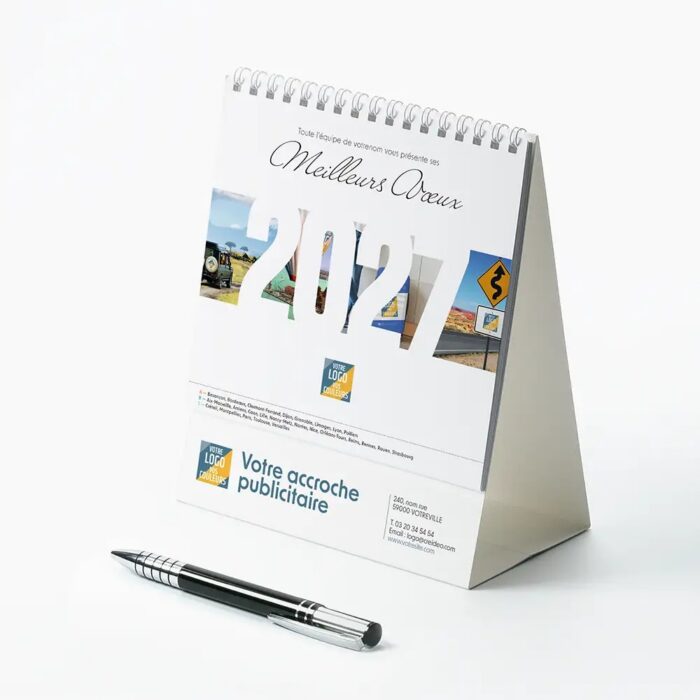 Calendrier chevalet intégral (15x18 cm) personnalisé - Logo intégré Voyage – Image 3