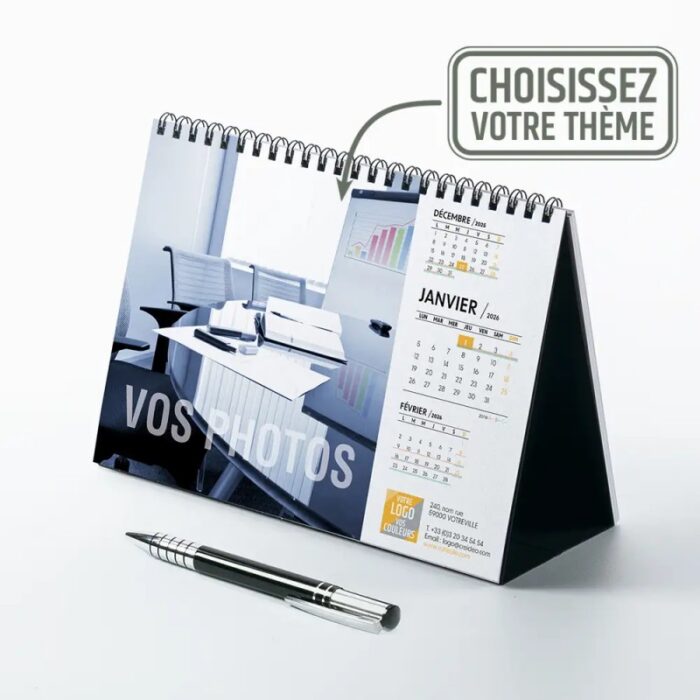 Calendrier chevalet A5 luxe miroir (21x15 cm) personnalisé - Vos photos – Image 3
