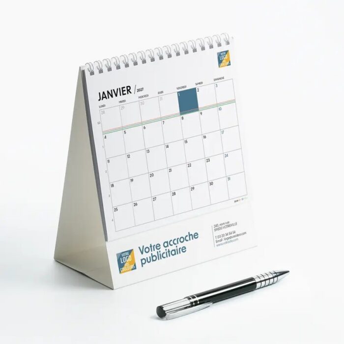 Calendrier chevalet intégral (15x18 cm) personnalisé - Logo intégré Voyage – Image 2