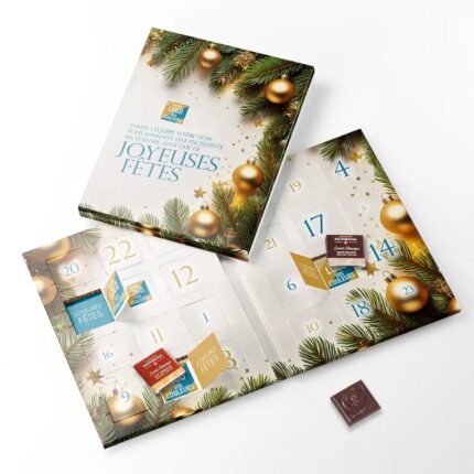 Carte de vœux personnalisée avec chocolats - Pétales Kraft