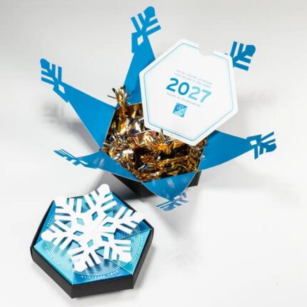 Coffret personnalisé avec calendrier et papillotes de chocolat - Calcao Noël